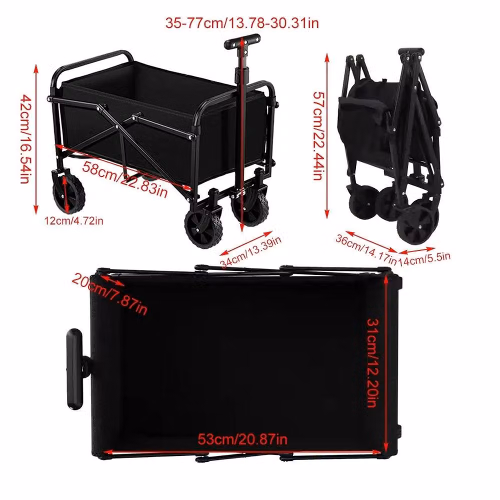 NESTLUNE 50L Folding Garden Wagon and Beach Shopping Trolley in Black – 2