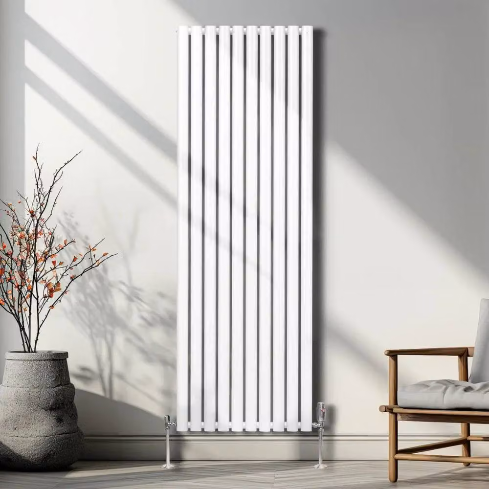Monstershop Oval Column Radiator and Valves with Thermostat Head, White, H 180 cm x W 60 cm – 2