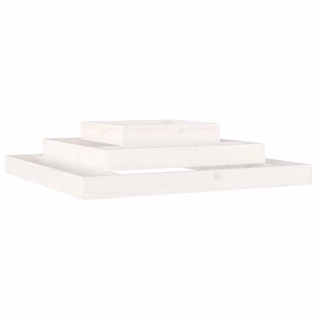 Berkfield Home White Wooden Raised Planter, W/D/H: 110 x 110 x 27 cm – 2