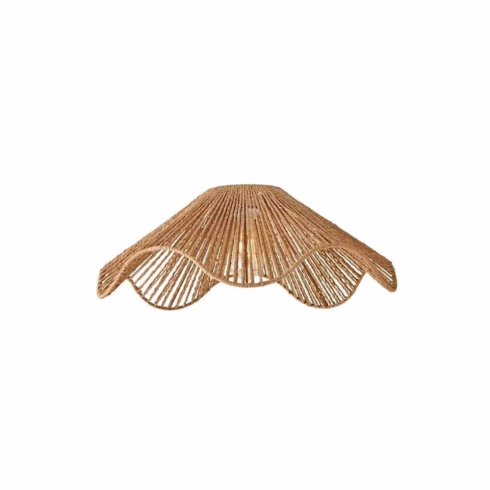 FORGEVIO Natural Rattan and Rope Wave Pendant Light in Brown with Bulb Included – 2