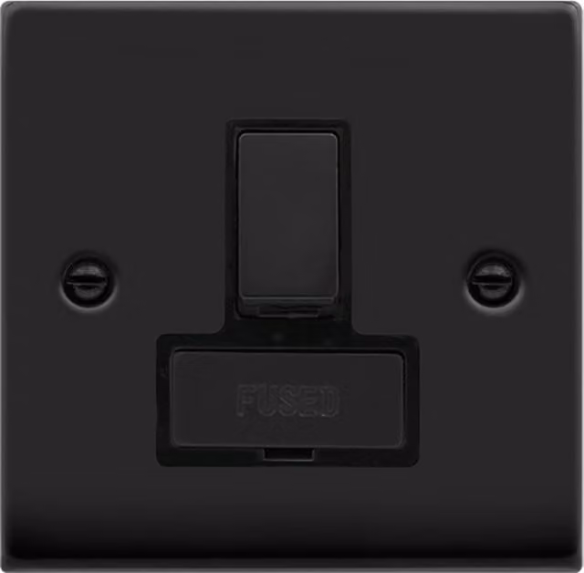 SE HOME Matt Black 13A Fused Ingot Connection Unit Switched Flush Socket Plate