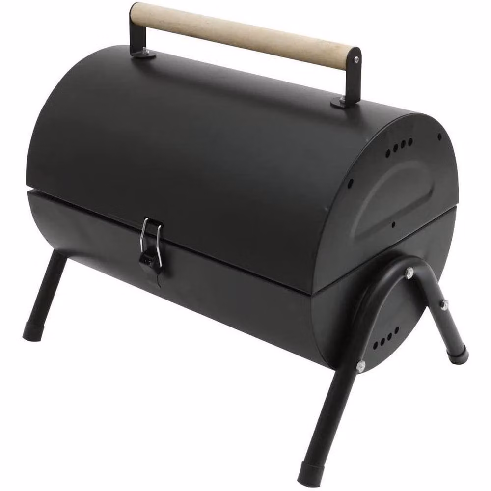 Kelvenix Black Charcoal Tabletop Outdoor Garden Grill with Stainless Steel and Wood Details – 3