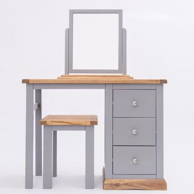 Cabinet Bits Biccari 3 Drawer Dressing Table Set in Grey Waxed Ash Wood