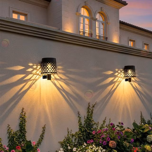 Latto B120 Solar LED Wall Light Set of 2, Black, Warm White Up and Down Lighting