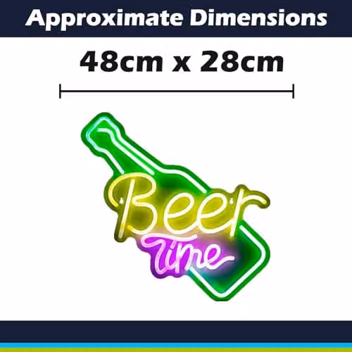 VFM e-Store Beer Time Mancave Neon Light, Multicolour, W: 48 cm, H: 28 cm – 2