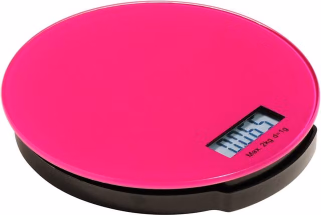 Orsina Electronic Glass Kitchen Scale with Digital Display, 2kg Capacity, Blue and Pink