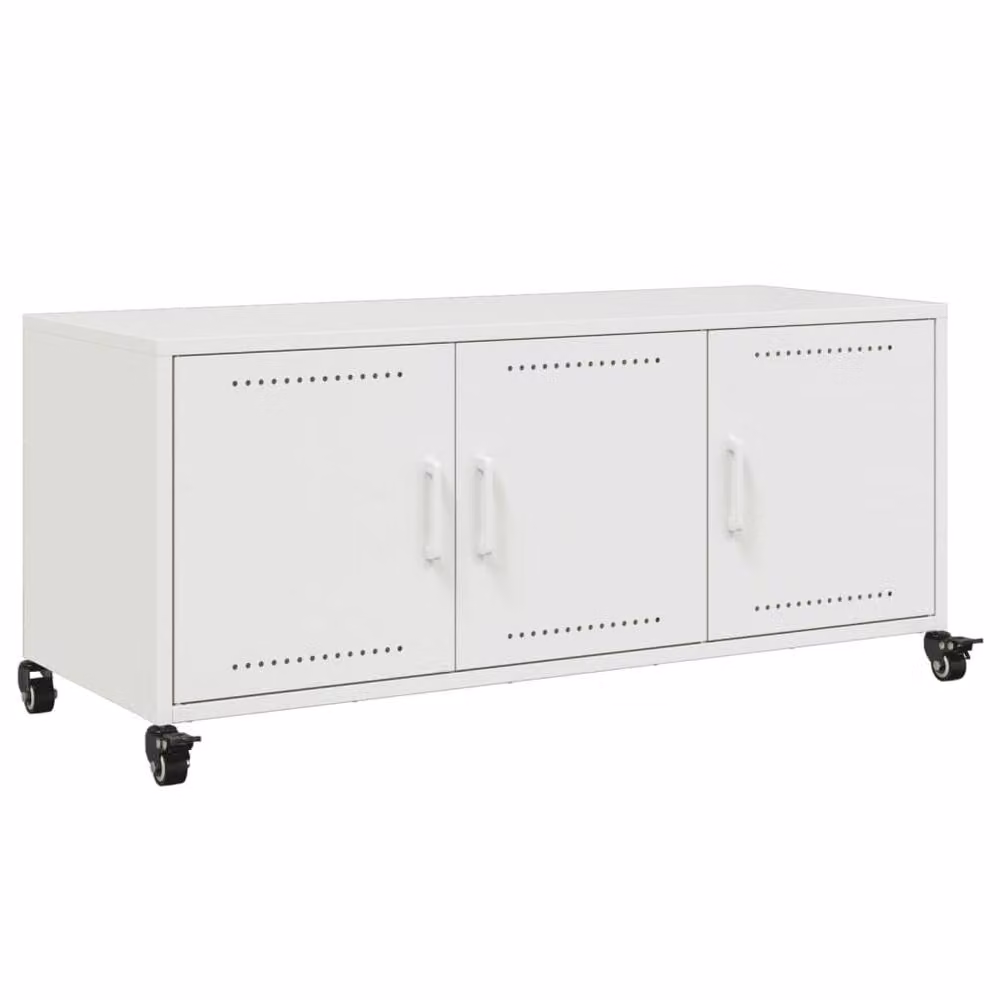 Berkfield Home White Metal TV Cabinet W/D/H: 100.5 x 39 x 43.5 cm – 3