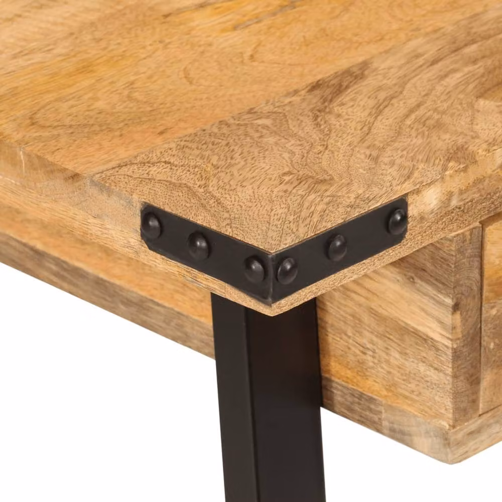 Berkfield Home Industrial Writing Desk in Brown Mango Wood and Metal, W/D/H: 105 x 55 x 70 cm – 2