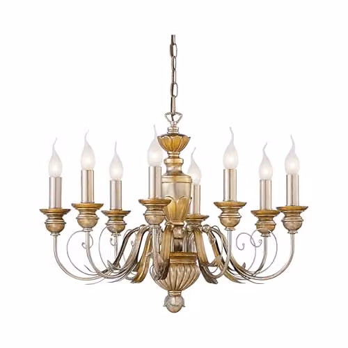 Ideal Lux Dora SP8 Suspended Round Metal Lamp in Gold/Brass with Height Adjustment