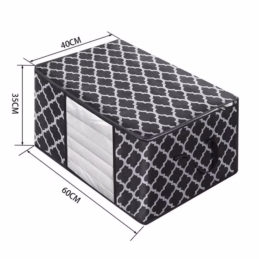 KORVIXA 3-Pack 90L Zipped Fabric Storage Bags for Clothes in Black, W/D/H: 50 x 40 x 45 cm – 2