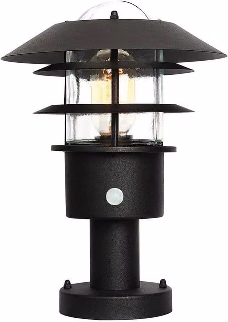Netlighting Helsingor Black PIR Motion Sensor Pedestal Lantern IP44