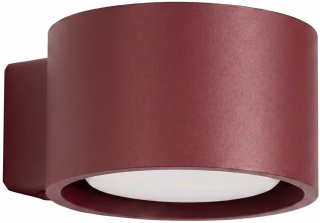 Sollux Lighting Minimalist Round Wall Lamp in Burgundy, W/D/H: 6 x 10 x 12 cm