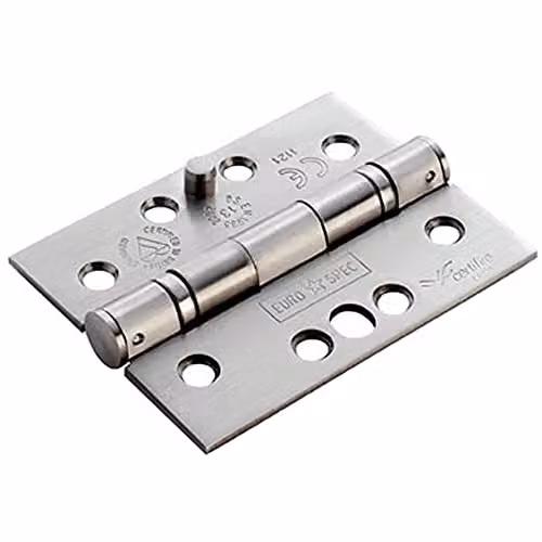 Loops Pair of 13 Ball Bearing Security Hinges in Brushed Satin Stainless Steel, H x W x D: 102 x 76 x 3 mm