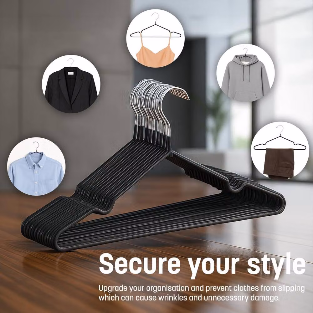 Keplin 20 Pack Non-Slip Rubber Coated Metal Clothes Hangers in Black – 4