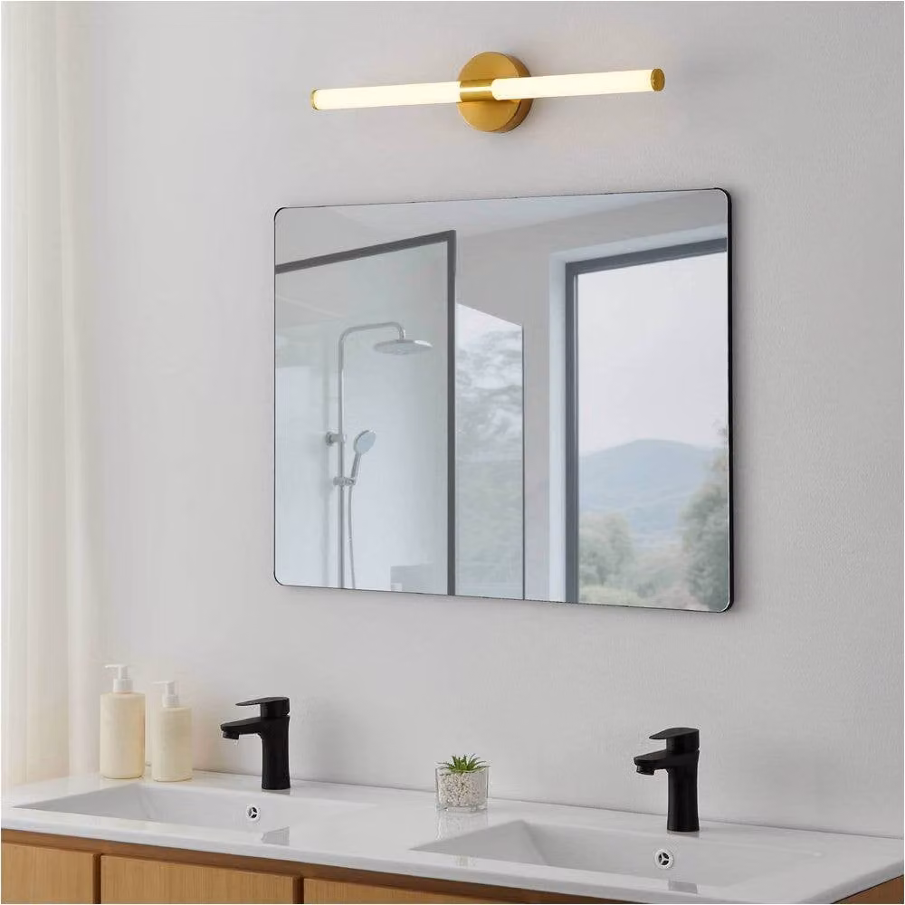 Loops Brushed Brass LED Mirror Wall Light for Bathrooms, 60 cm – 2