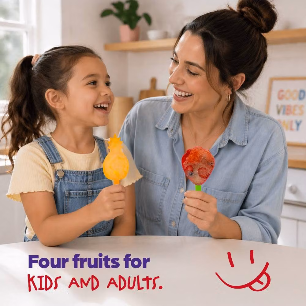 Wicked Gizmos Fruit-Shaped Ice Lolly Mould Set in Multicolour Silicone and Plastic – 6