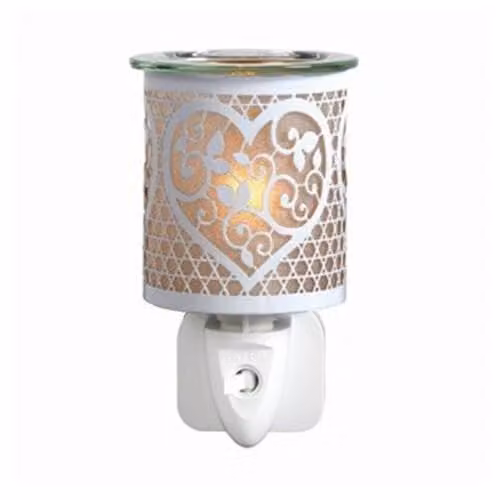 Aroma White and Gold Heart Plug In Wax Melt Warmer