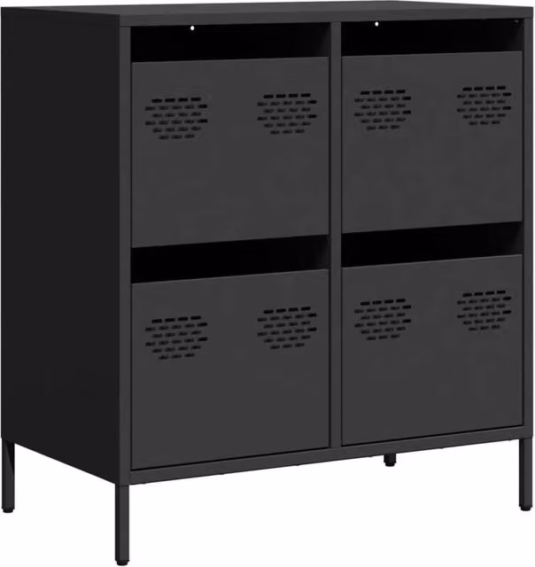 Berkfield Home Black Sideboard in Matt Cold-rolled Steel, W: 68 cm, D: 39 cm, H: 73.5 cm – 1