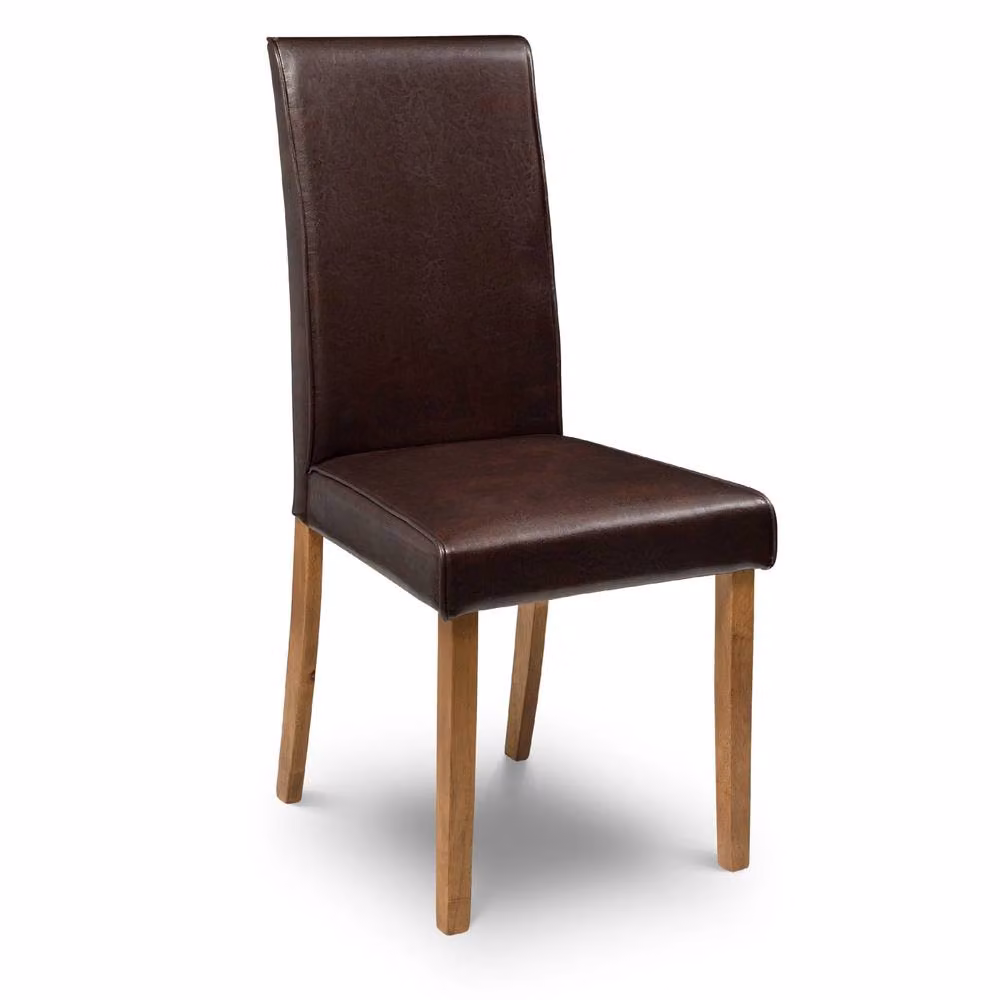 Cheshire Kensington Set of 2 Modern Brown Synthetic Leather Dining Chairs with Wood Upholstered Frame – 2