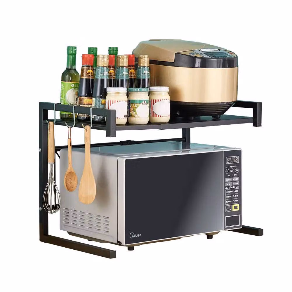 Living and Home 2-tier Expandable Metal Microwave Oven Rack in Black – 3