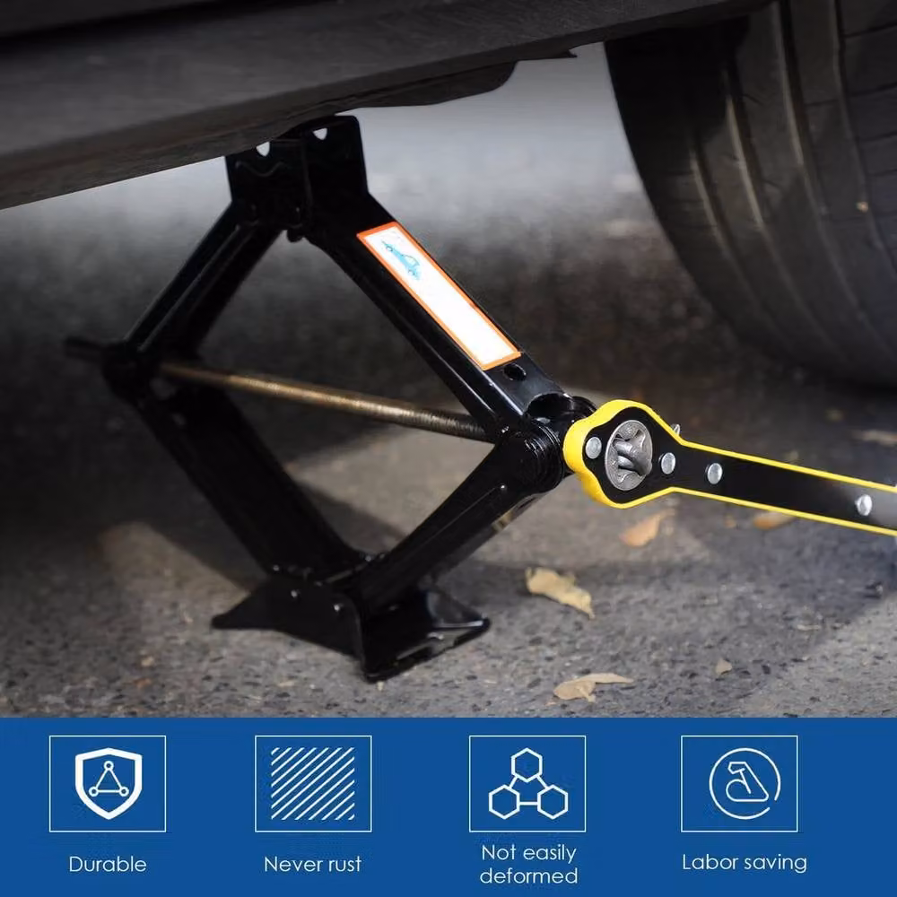 SPETLEK 2.5T Scissor Jack and Extendable Hand Tools Wheel in Black, W: 100 cm, D: 41 cm – 2