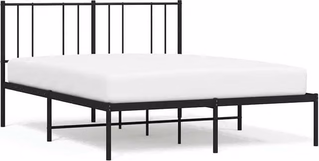 Berkfield Home Metal Bed Frame with Headboard in Black, W/D/H: 140 x 190 cm – 1
