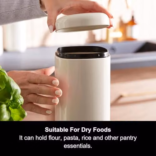 Morphy Richards Equip 2 Pack Airtight Large Storage Canisters in Black, White and Beige, 2.6L, H 28.5 cm x W 11 cm – 3
