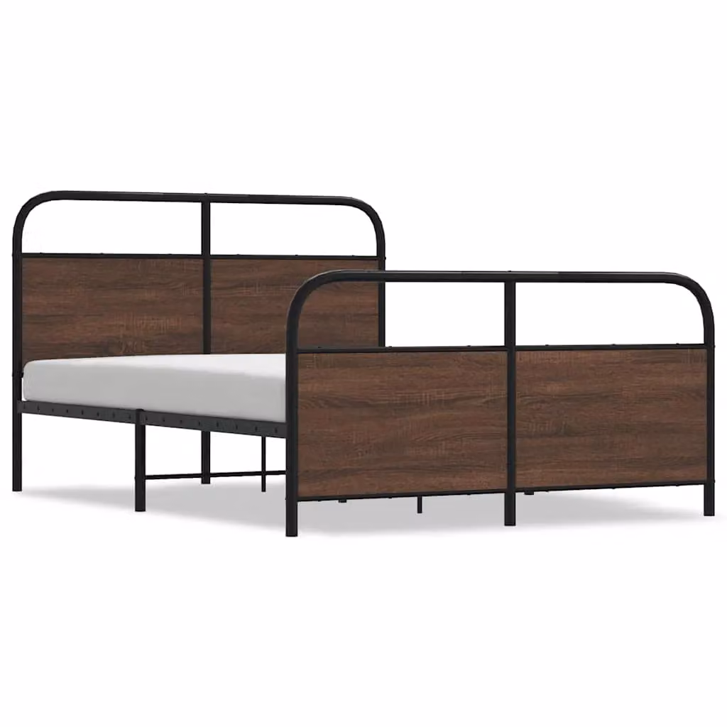 Berkfield Home Small Double Bed Frame in Brown Oak, W/D/H: 120 x 200 cm – 2