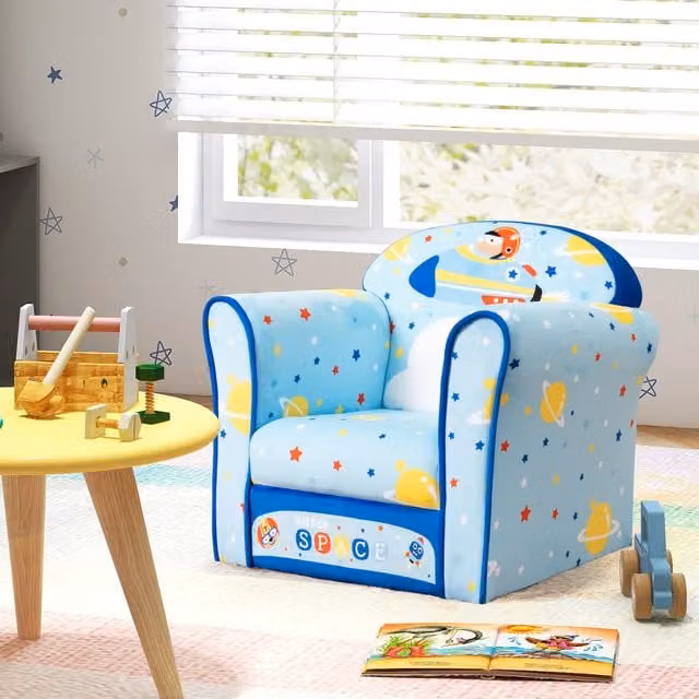 Costway Blue Velvet Childrens Armchair and Toddler Reading Chair
