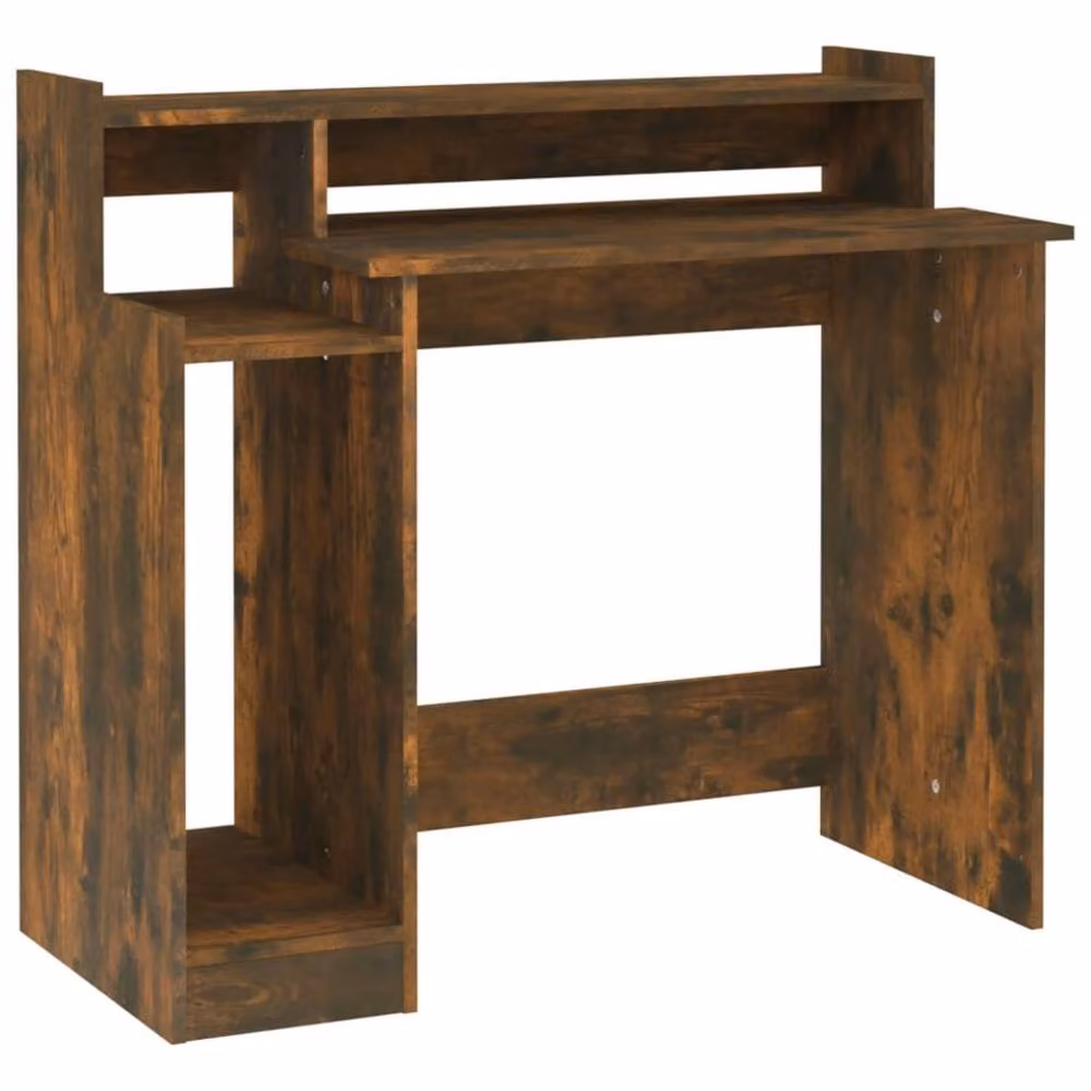 Berkfield Home Computer Desk in Smoked Oak Brown, W/D/H: 97 x 45 x 90 cm – 2