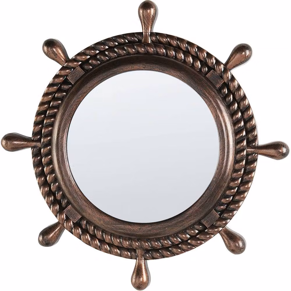 Wyld and Coco Round Nautical Rope Frame Wall Mirror, Brown, Diameter: 46 cm – 2