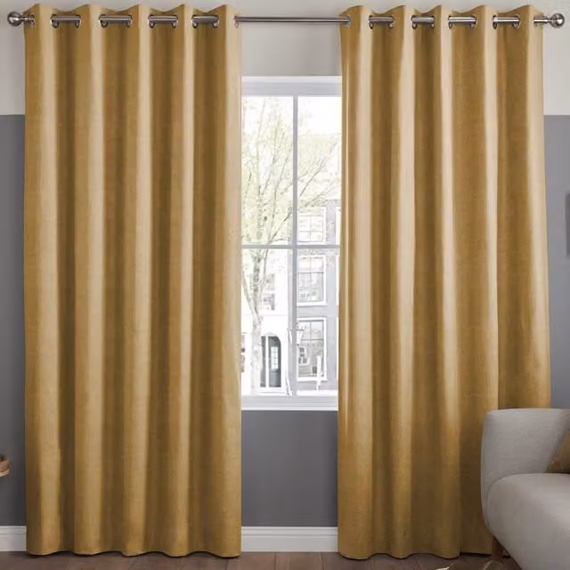 Terrys Florence Made to Measure Velvet Eyelet Curtain Panel in Saffron Yellow