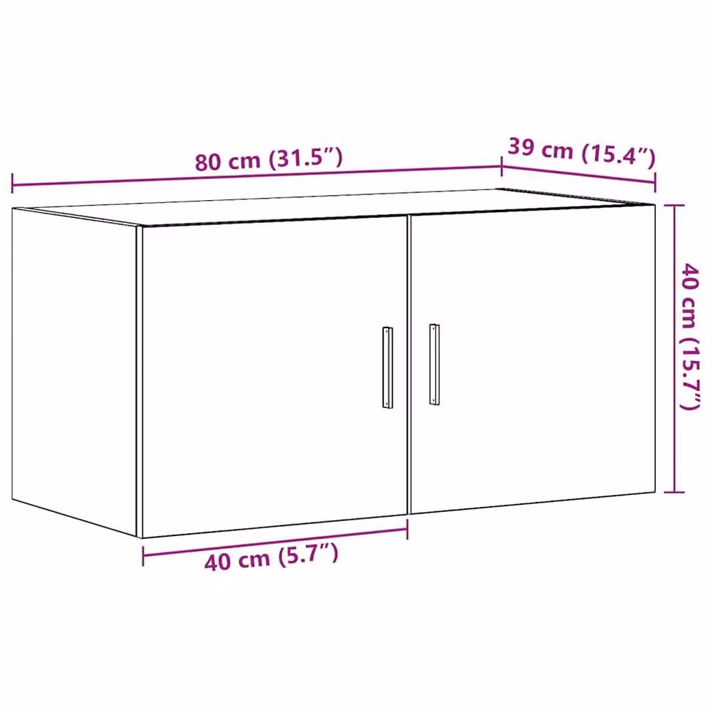 Berkfield Home Black Oak Wall Cabinet, W/D/H: 80 x 39 x 40 cm – 6