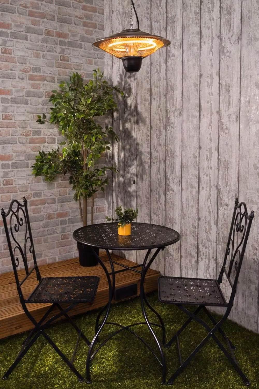 BHS Lighting 1500W Silver Metal Ceiling Pendant Patio Heater – 2