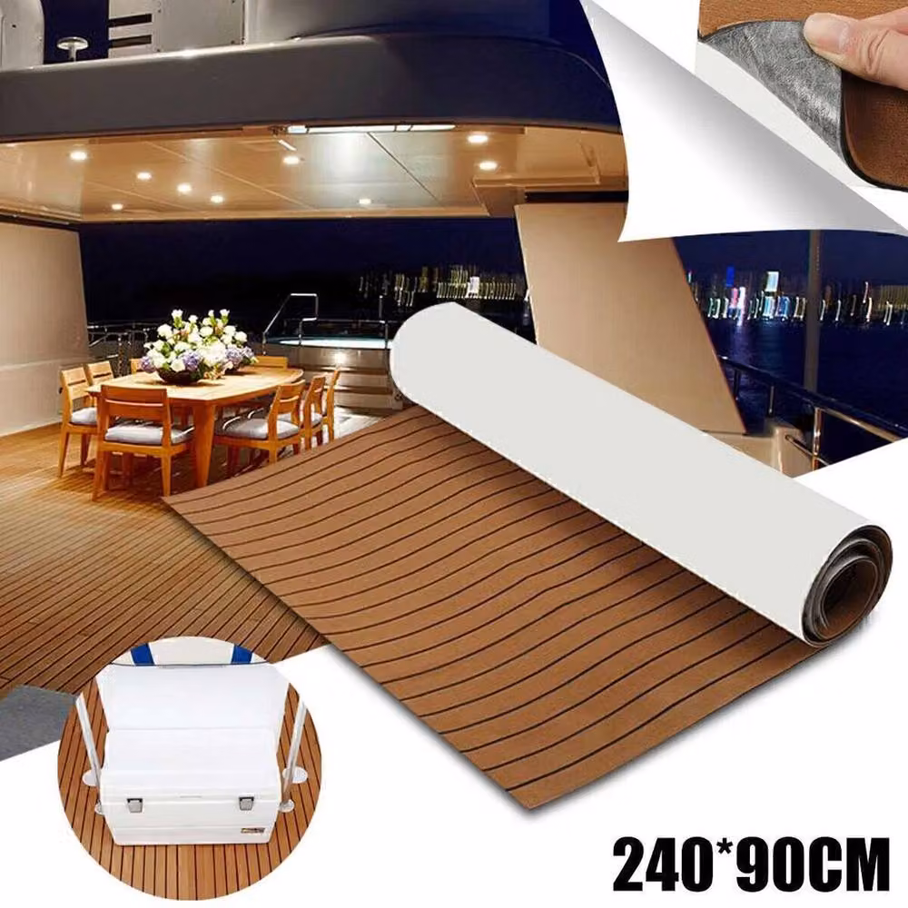 NESTLUNE EVA Foam Deluxe Marine Yacht Boat Flooring Mat, Brown, W: 52 cm, L: 1000 cm – 4