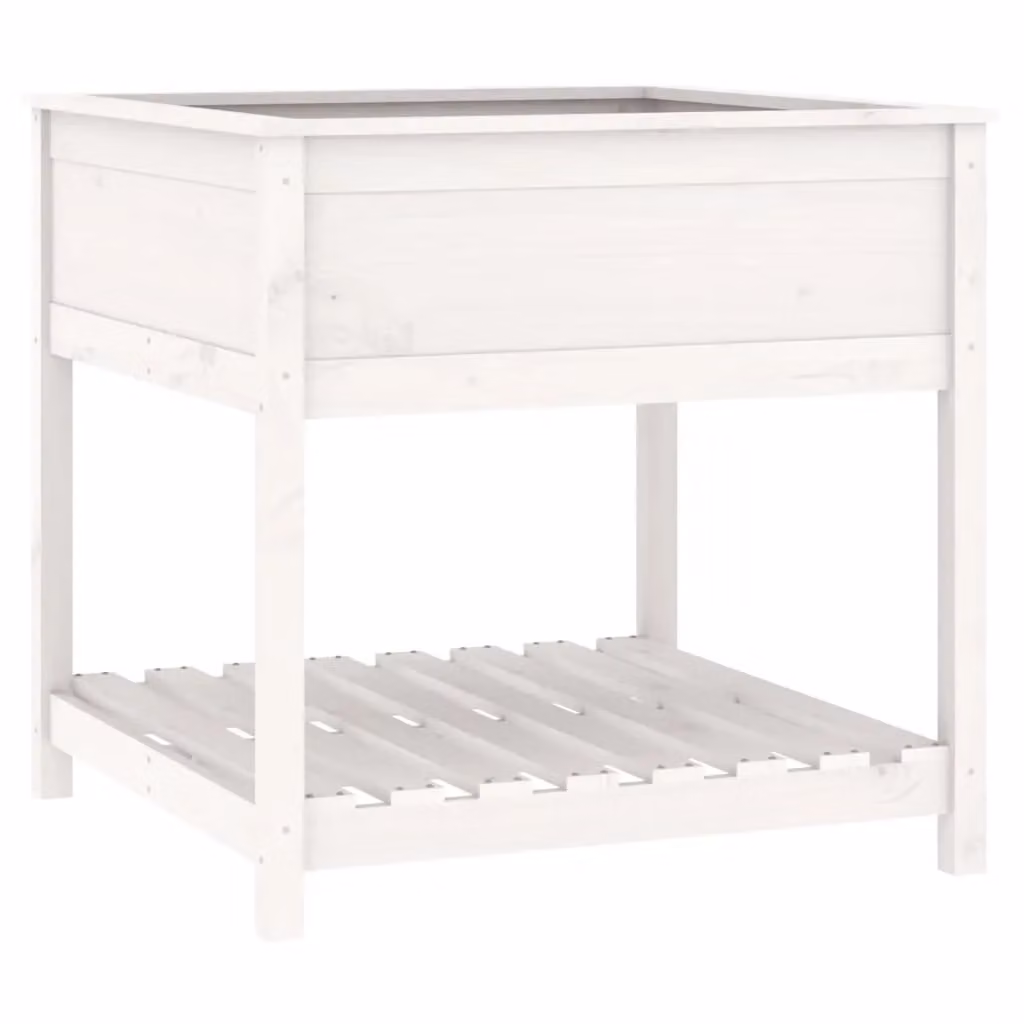 Berkfield Home Rustic White Pine Wood Planter with Shelf W/D/H: 82.5 x 82.5 x 81 cm – 2