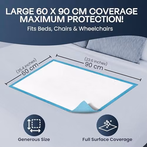 Tanness Disposable Waterproof Incontinence Bed Pads for Adults, Pack of 75, W/D: 90 x 60 cm – 4