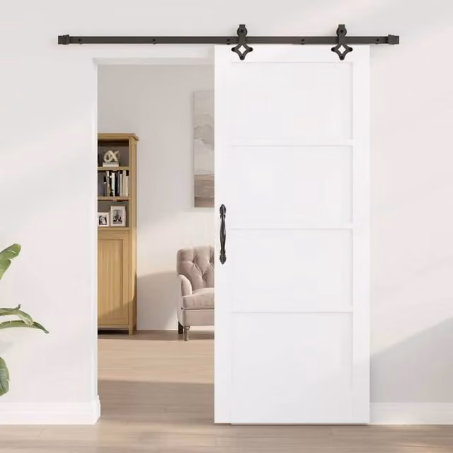 Berkfield Home Sliding Door with Hardware Set in White Lacquered Solid Wood, W: 83 cm, H: 202 cm – 1