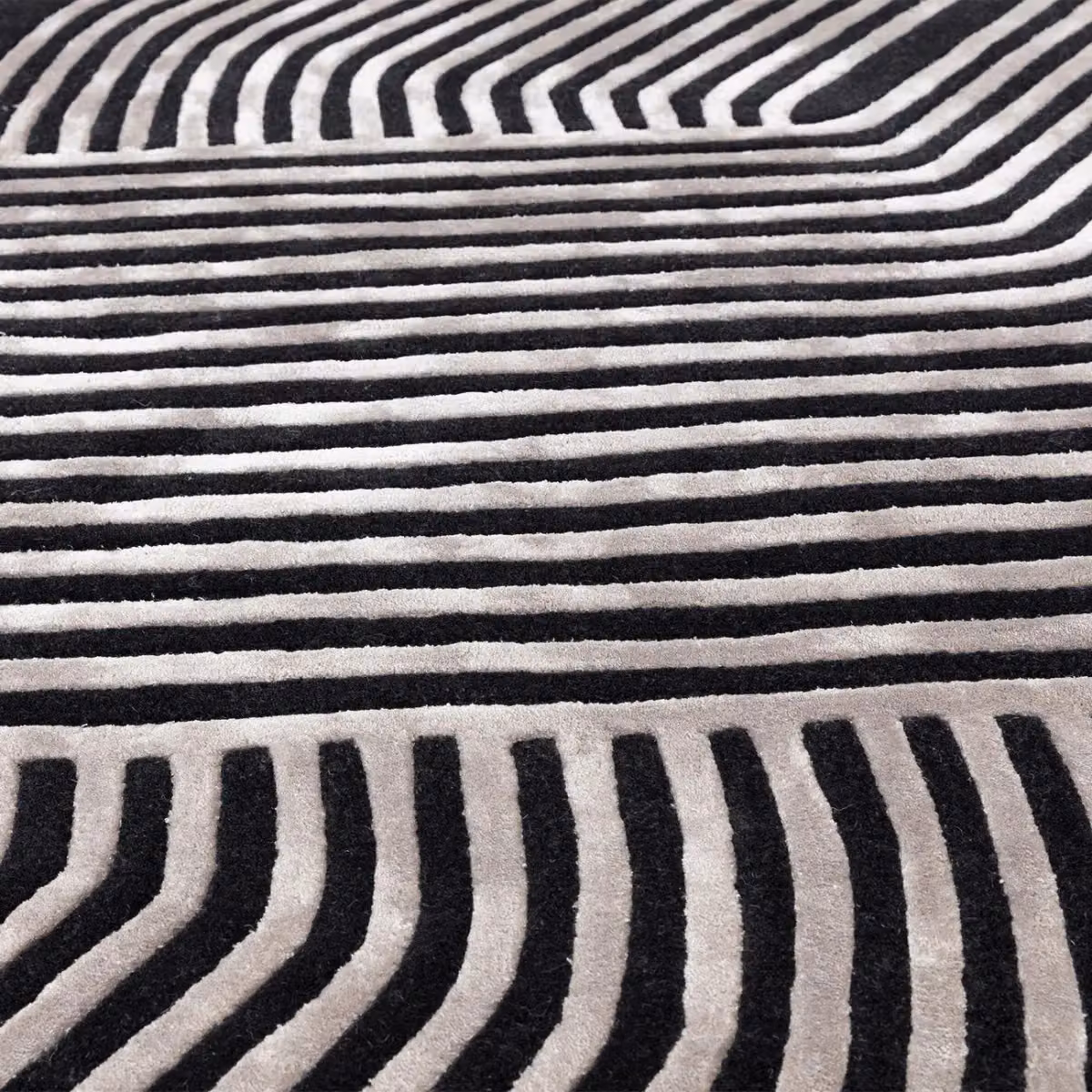 The Rug Shop UK Black Handmade Modern Striped Rectangular Area Rug, W: 200 cm, D: 300 cm – 3