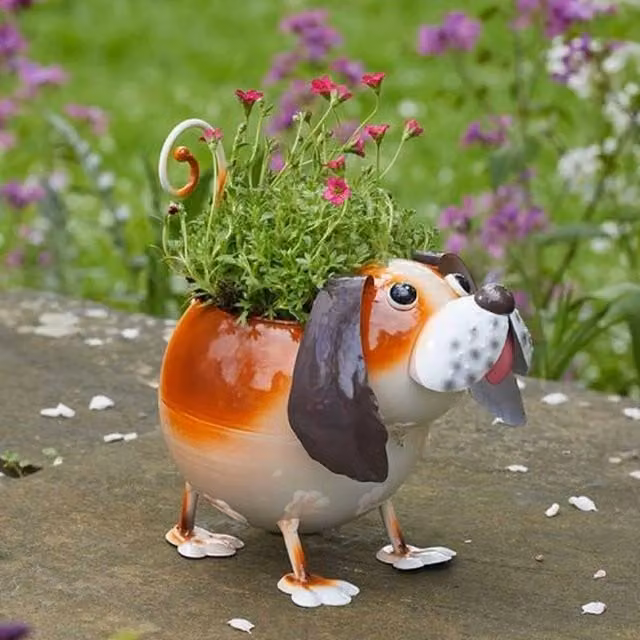Garden Mile Brown Dog Planter for Tabletop