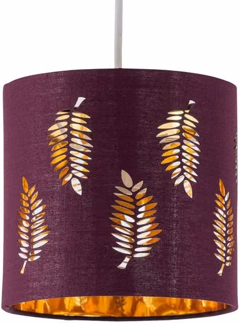 First Choice Lighting Fern Burgundy Cut Out Round Fabric Table Lamp Shade – 1