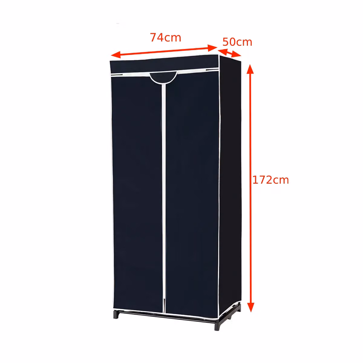 Costway Single Fabric Folding Wardrobe with Hanging Rail and Zippers in Black – 2