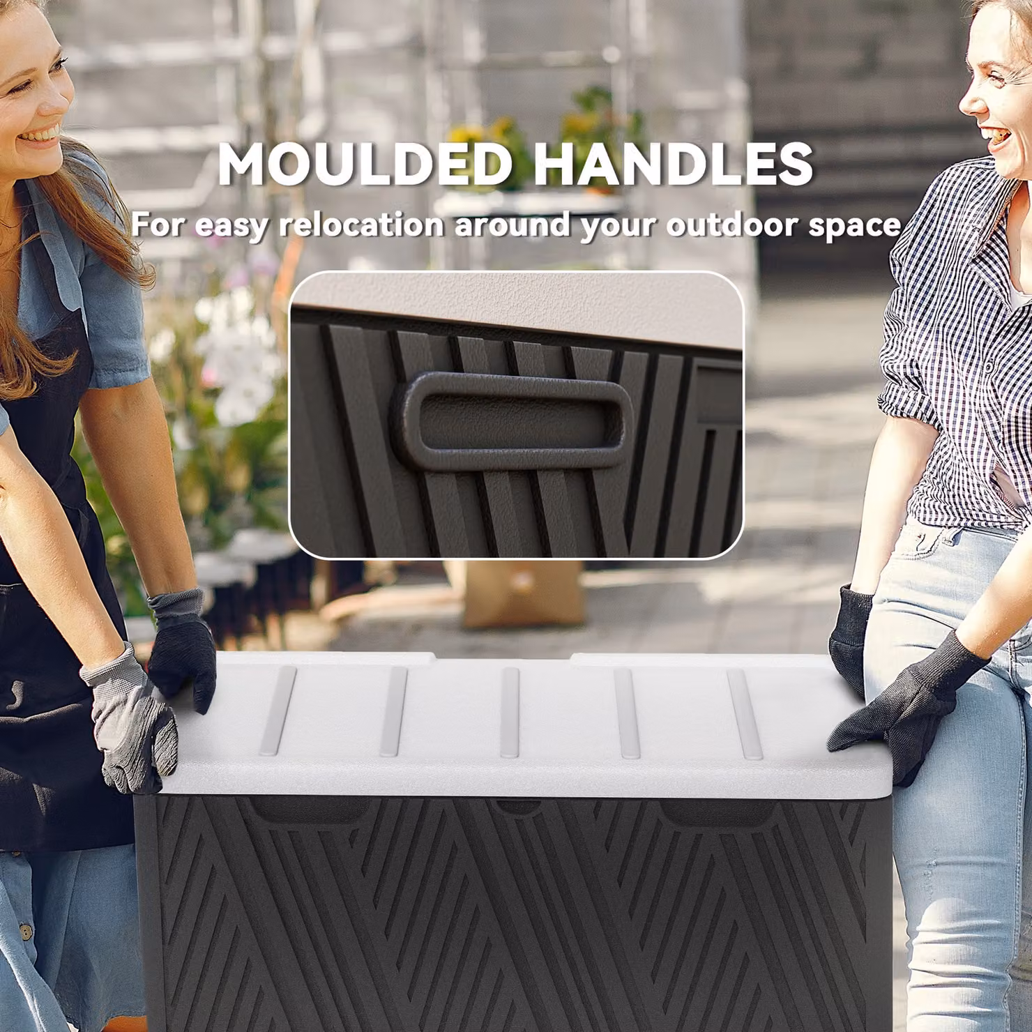 Outsunny 380L Waterproof Outdoor Storage Box with Lockable Lid in Black – 7
