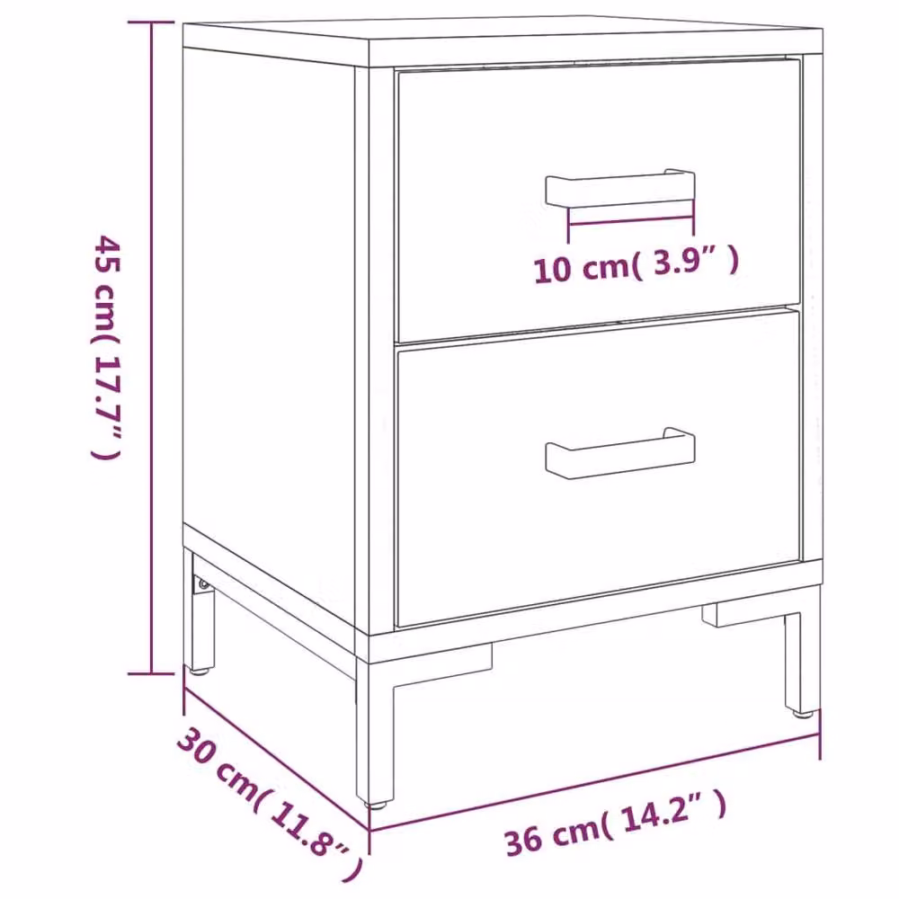 Berkfield Home Set of 2 Vintage Brown Solid Pine Bedside Cabinets, W/D/H: 36 x 30 x 45 cm – 5