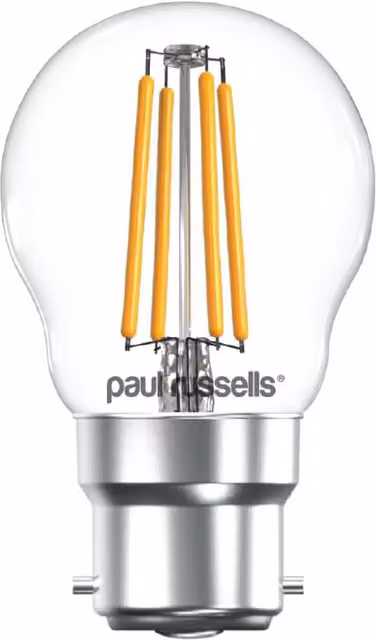 Paul Russells 4.5W LED Filament Golf Bulb, B22, 470lm, Dimmable, 2700K Warm White