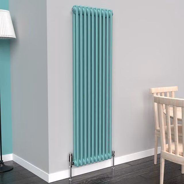 Lux Heat Vertical Coloured Column Radiator in Light Aqua Green, H: 150 cm, W: 47 cm