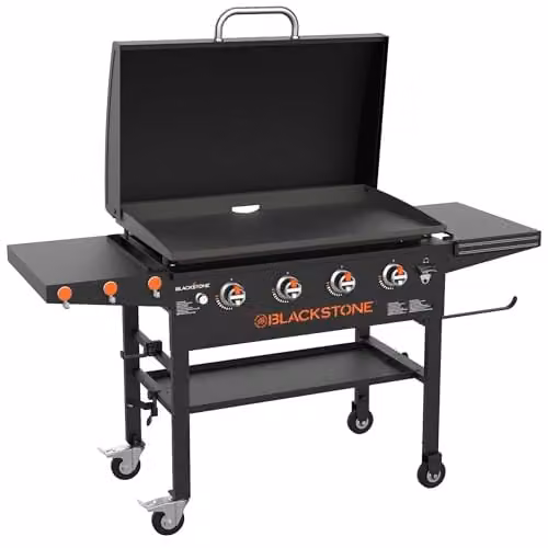 Blackstone Black Steel Griddle Pan with Removable Stainless Steel Lid, W/D/H: 104 x 71 x 58 cm