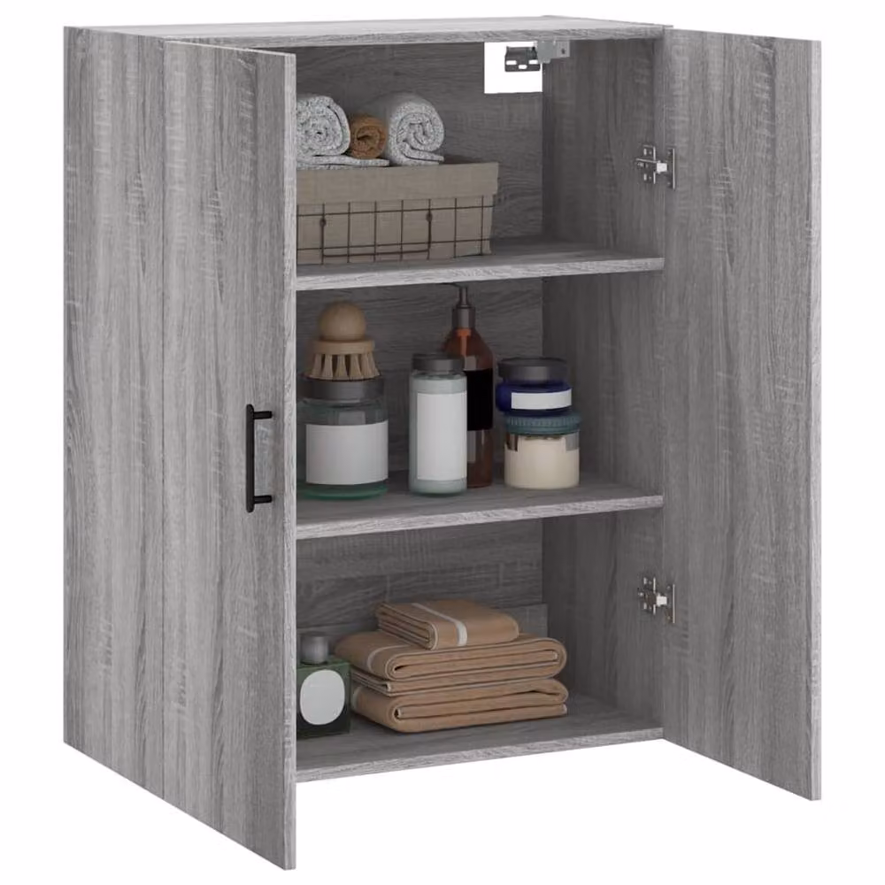 Berkfield Home Wall Mounted Cabinet in Grey, W: 69.5 cm, D: 34 cm, H: 90 cm – 2