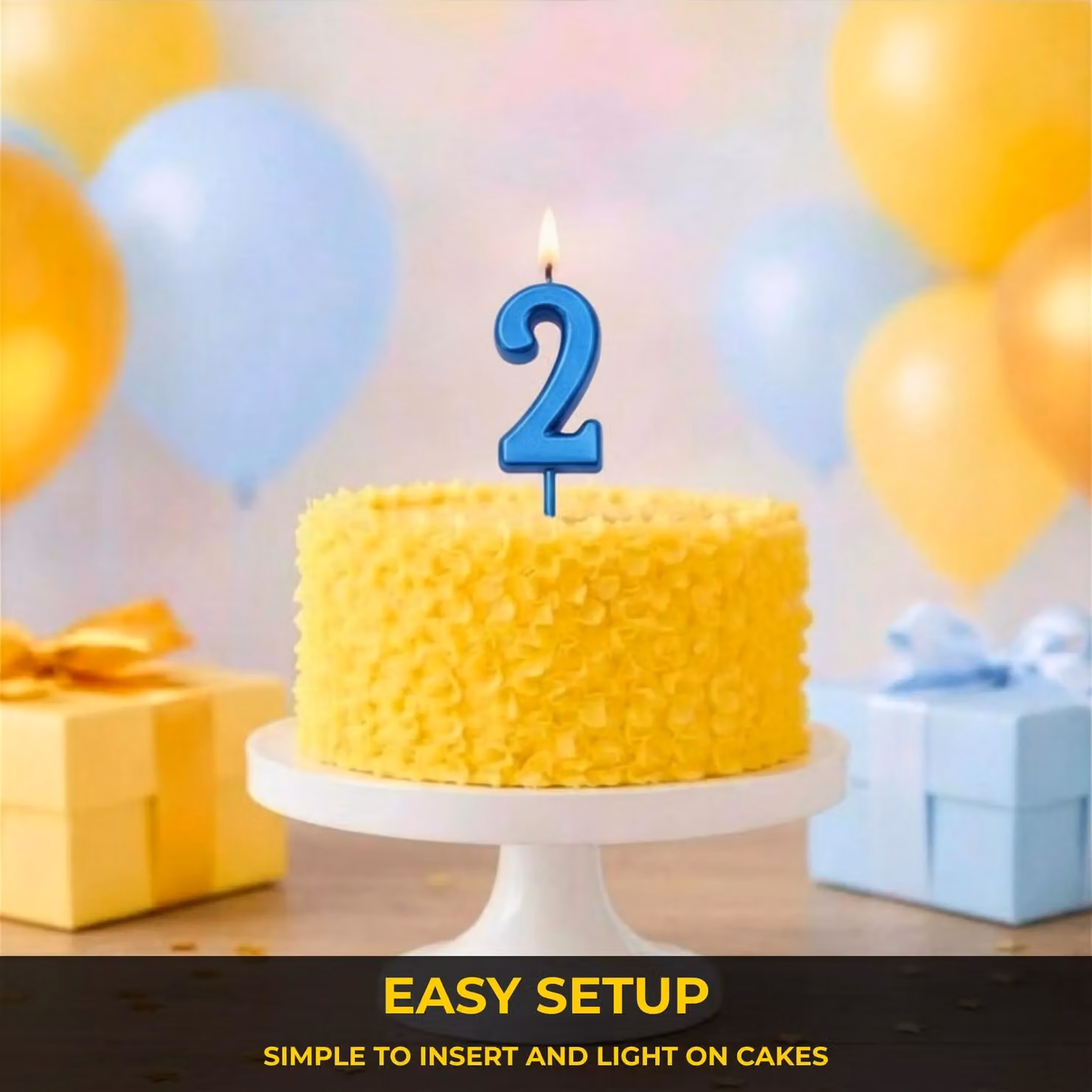 Shatchi Blue Number 2 Birthday Cake Topper Candle – 4
