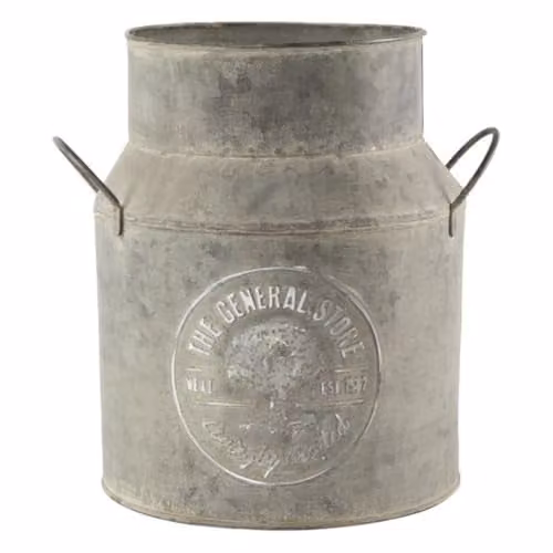 YouGarden Metal Milk Churn Planter Tub in Grey, W/D/H: 14.5 x 14.5 x 23.0 cm – 1